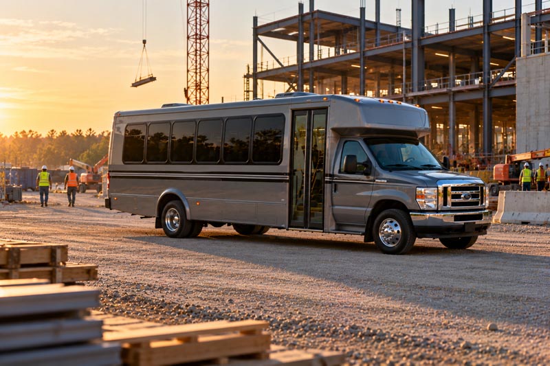 Construction Site Shuttle Bus Rentals in Lowell, MA